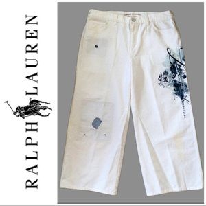 Ralph Lauren Jeans Co. White Denim Cropped Wide Leg white denim.
